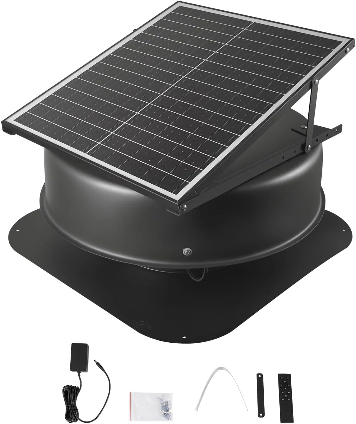 Roof attic exhaust fan, 50-watt intelligent solar roof ventilation fan, equipped with thermostat, remote control, 3000 cubic feet per minute airflow, built-in smoke sensor and automatic stop function (for cooling and dehumidification)