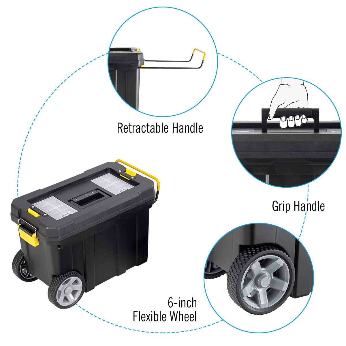 2025 2-in-1 Tool Box Portable Rolling Toolbox Storage Solution Multi-Purpose Plastic Organizer Set