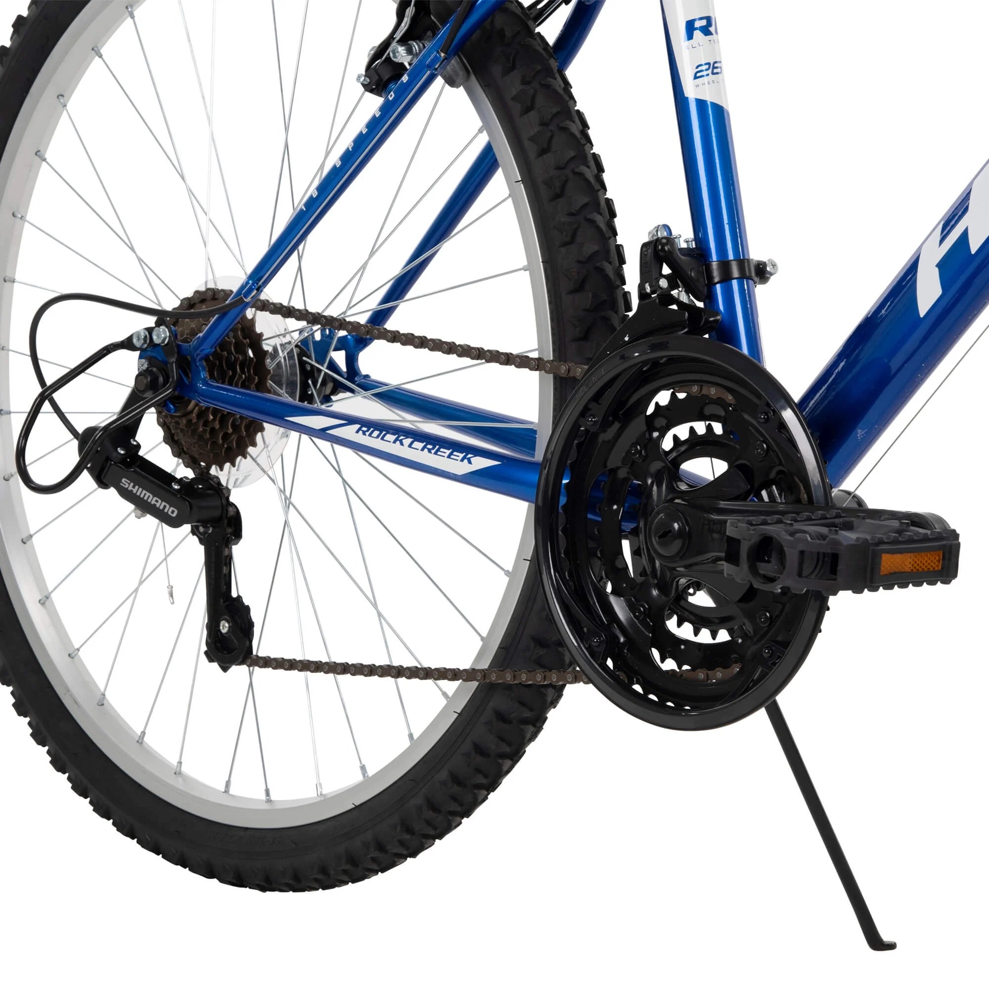 Huffy 26′′ Rock Creek Mountain Bike, Fits Riders 5’0′′+, Blue, Adult, Men’s