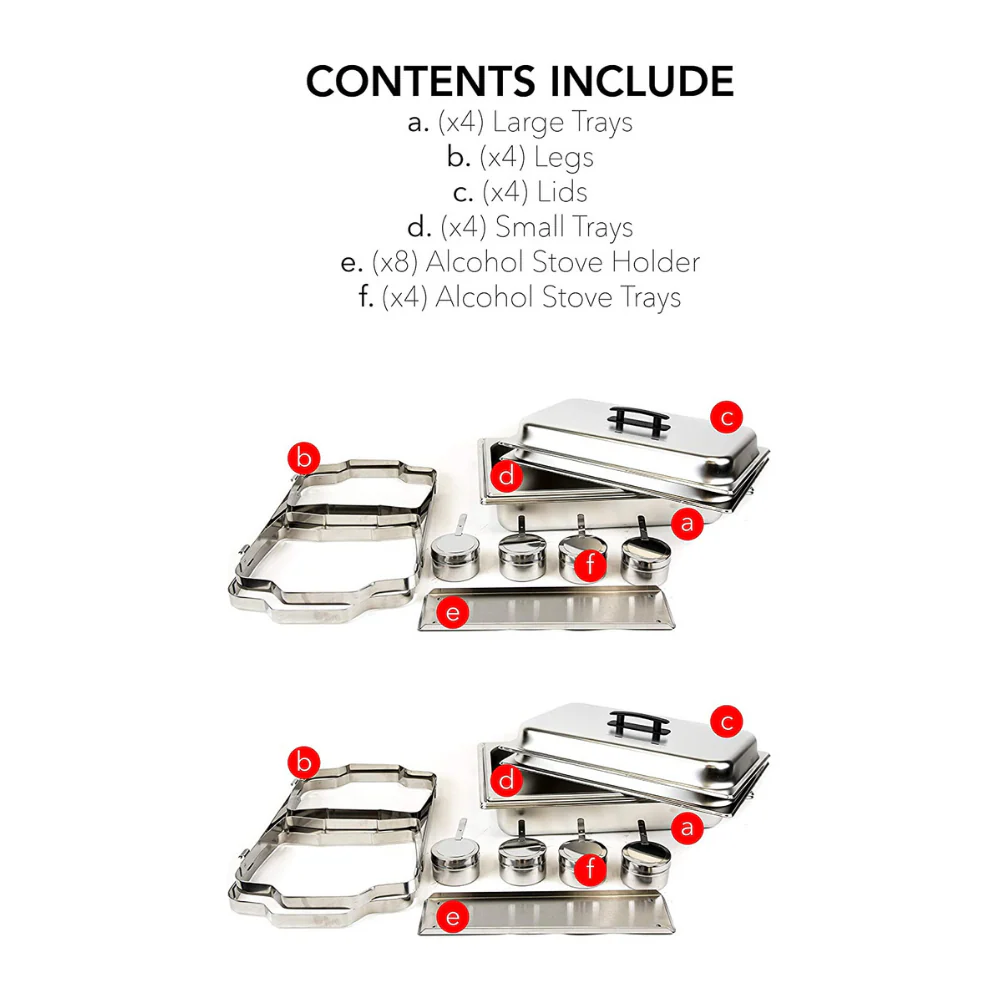 4 Pack 8 Quart Stainless Steel Chafing Dish