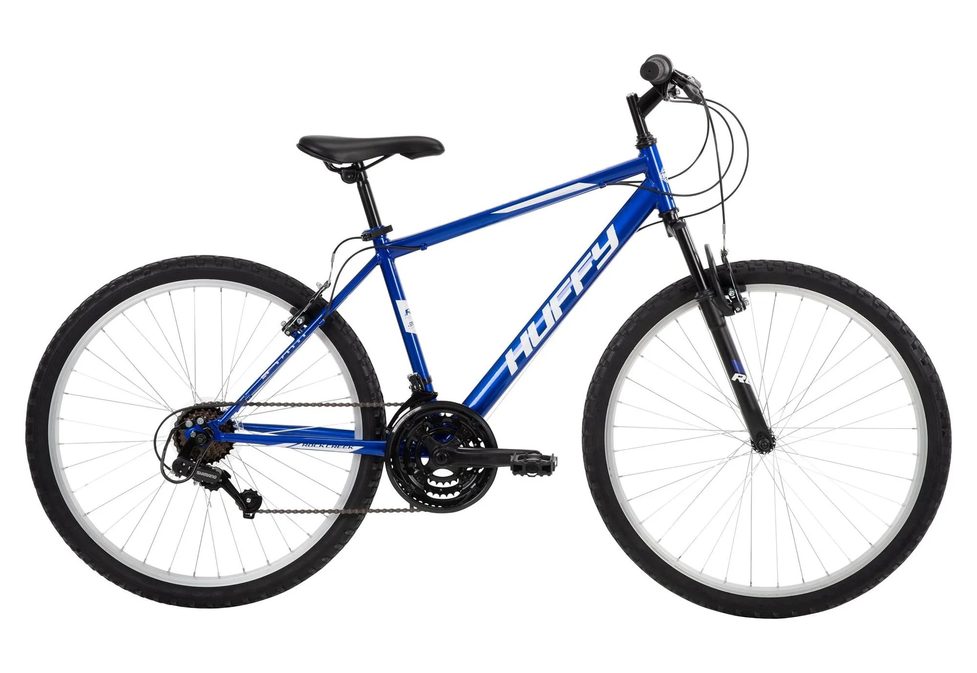 Huffy 26′′ Rock Creek Mountain Bike, Fits Riders 5’0′′+, Blue, Adult, Men’s