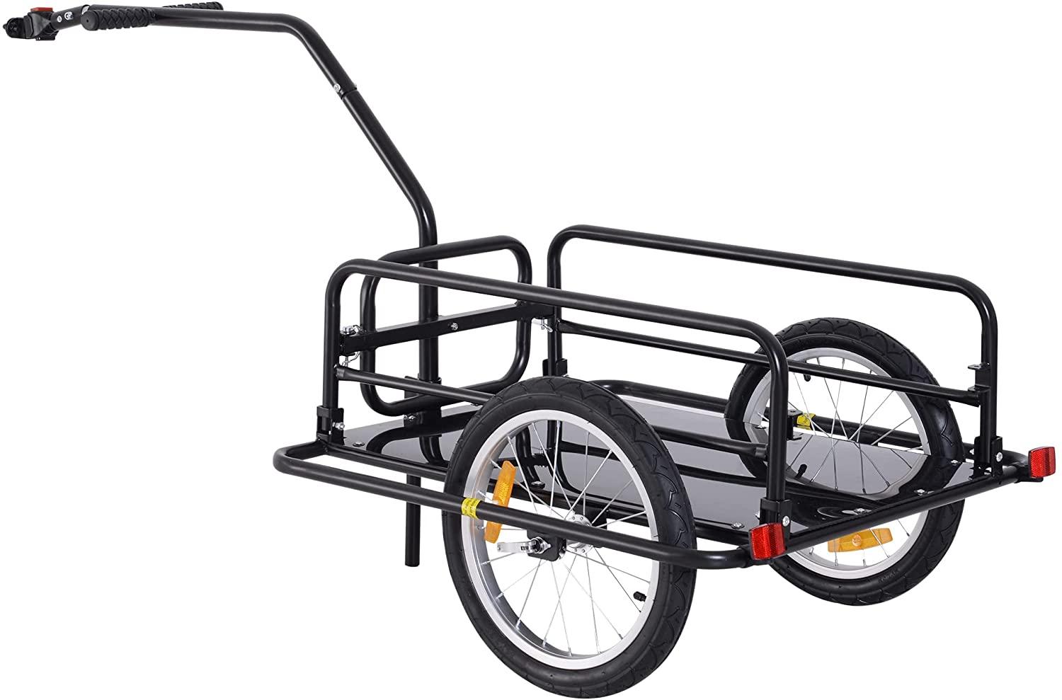 2025 Foldable Bike Cargo Trailer, 80lbs Capacity, 16′′ Wheels, Black, with Hitch