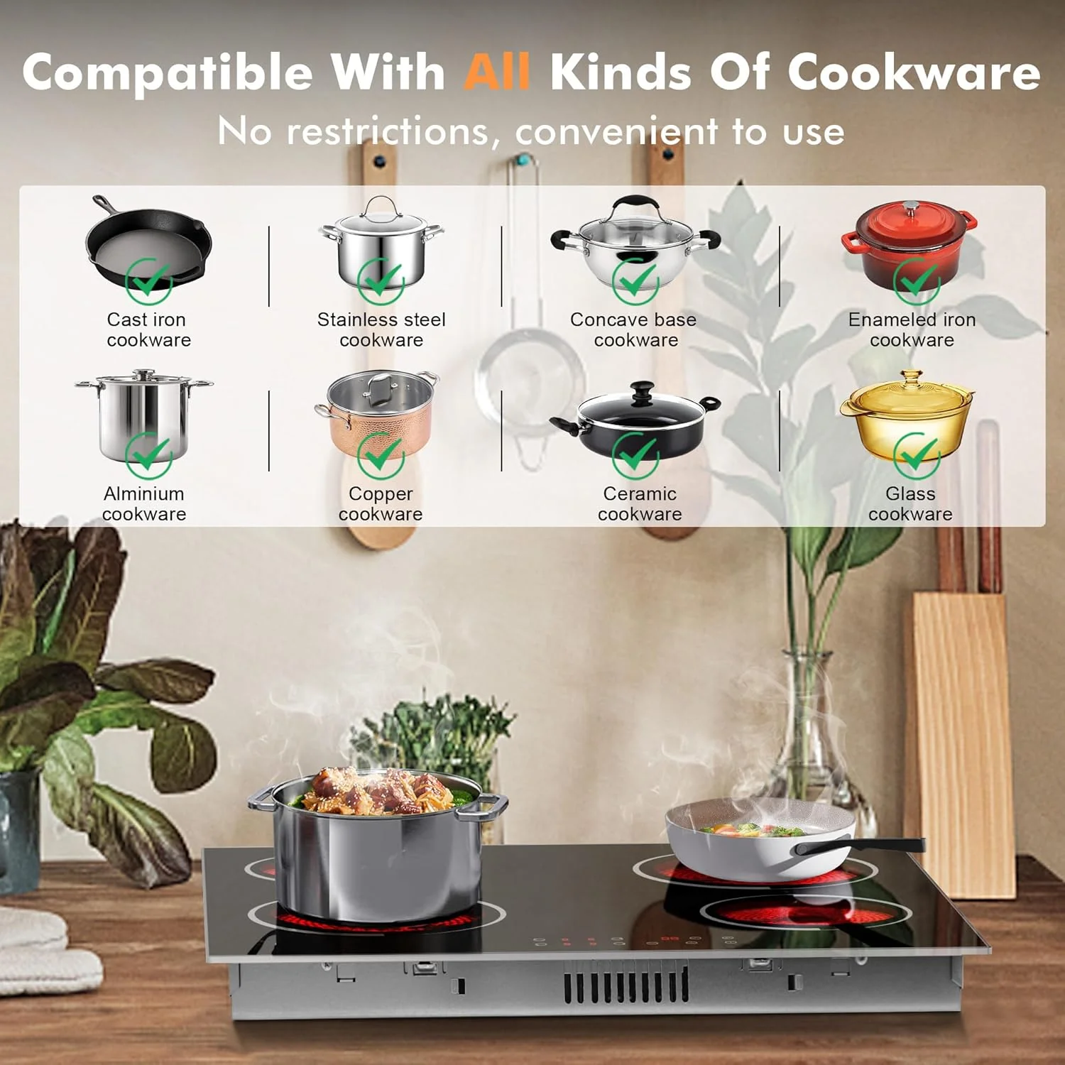 Electric Cooktop 30 Inch - 5 Burners Built-in Ceramic Cooktop, 30