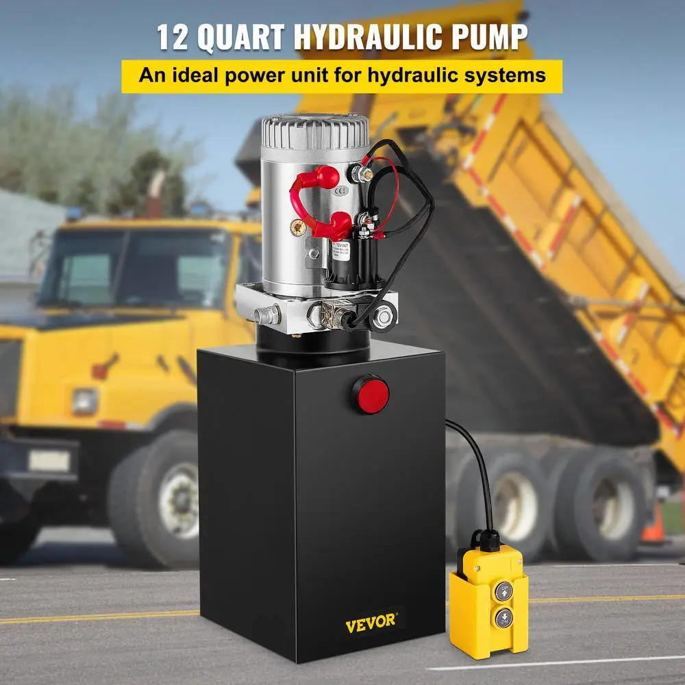 12 qt. 12-Volt 3200 PSI Hydraulic Power Pump Electric Dump Trailer Pump with Steel Reservoir for Car Lift.