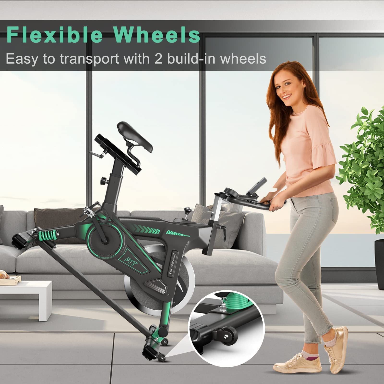 2025 Indoor Cycling Bike, Stationary Exercise Bike Workout Bike with Device Holders