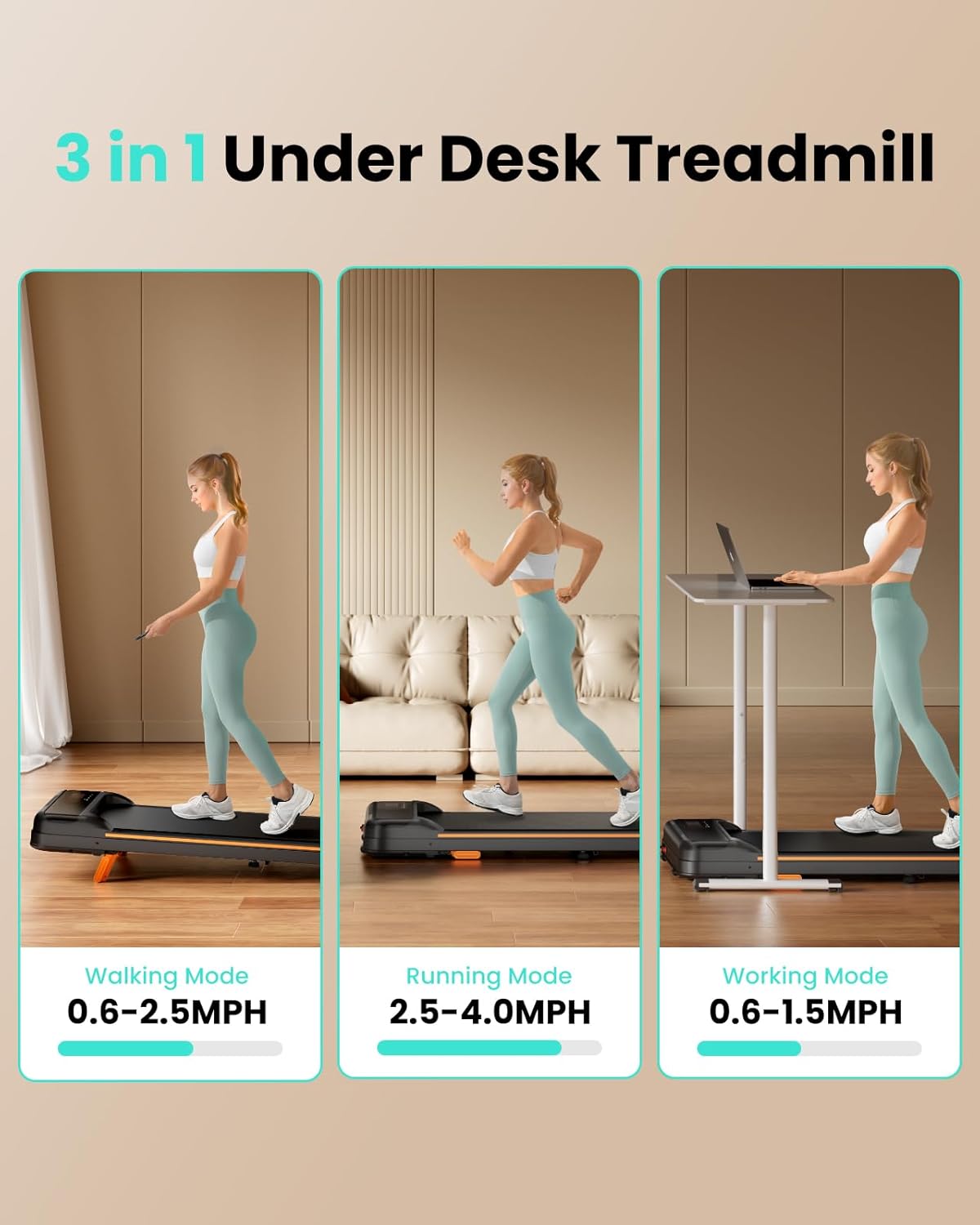 Walking Pad, Under Desk Treadmill with Incline for Home Office 2.5HP Portable Walking Treadmill with 280 Lbs Weight Capacity Walking Machine, Remote Control, LED Display