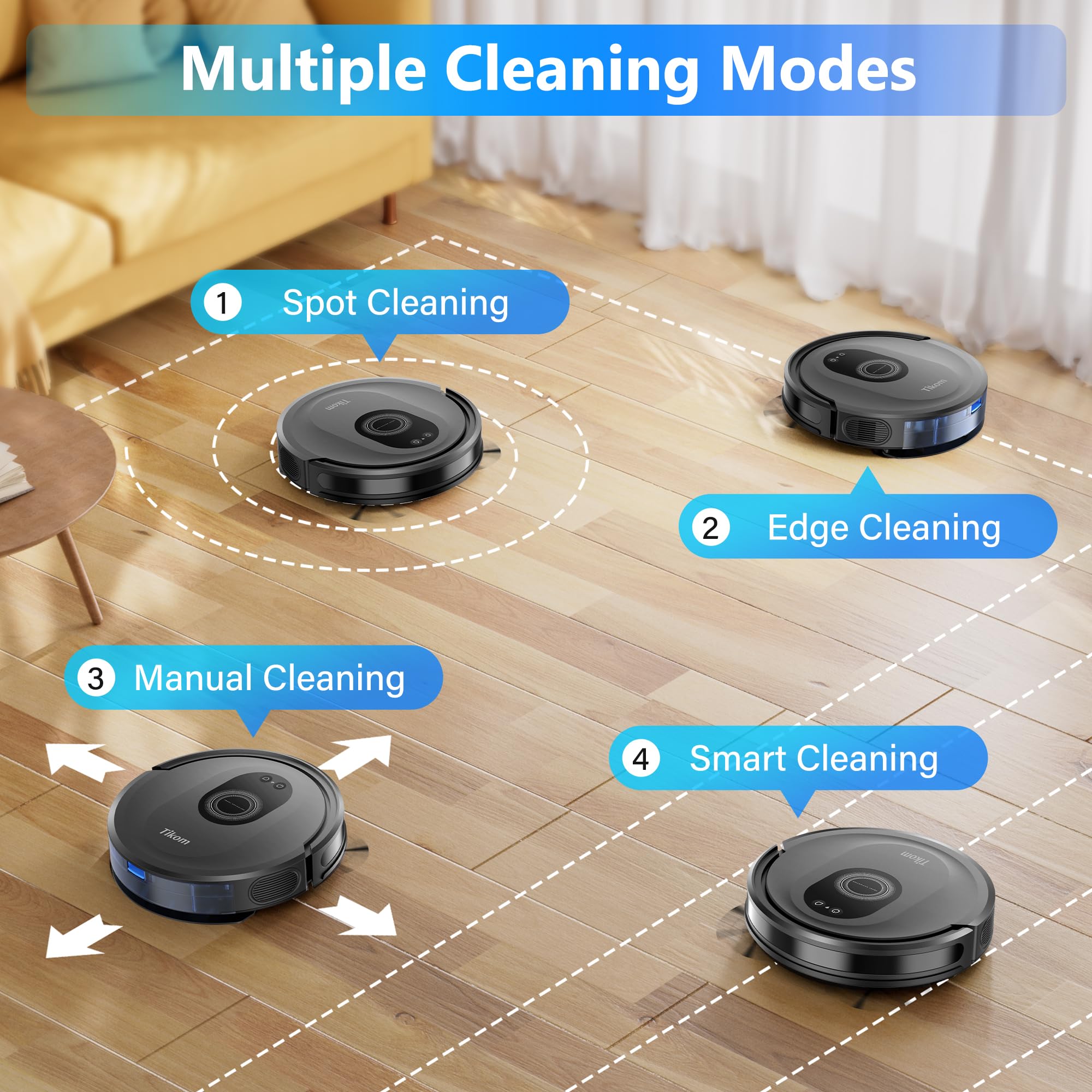 Tikom Robot Vacuum and Mop Combo, 5000Pa Robotic Vacuum Cleaner