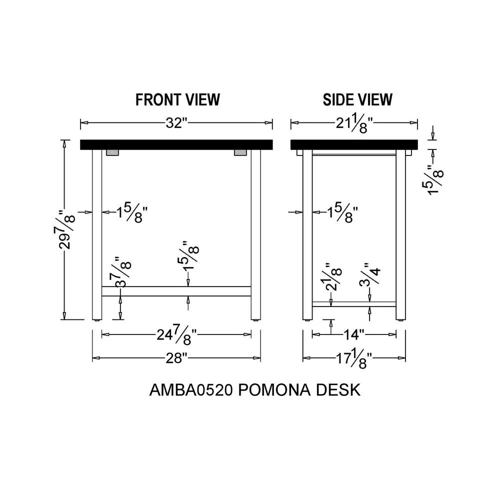 Alaterre Furniture Pomona 32 in. Compact Writing Desk with Solid Wood Top and Metal Frame – Rustic Industrial Style Small Home Office Desk, Natural