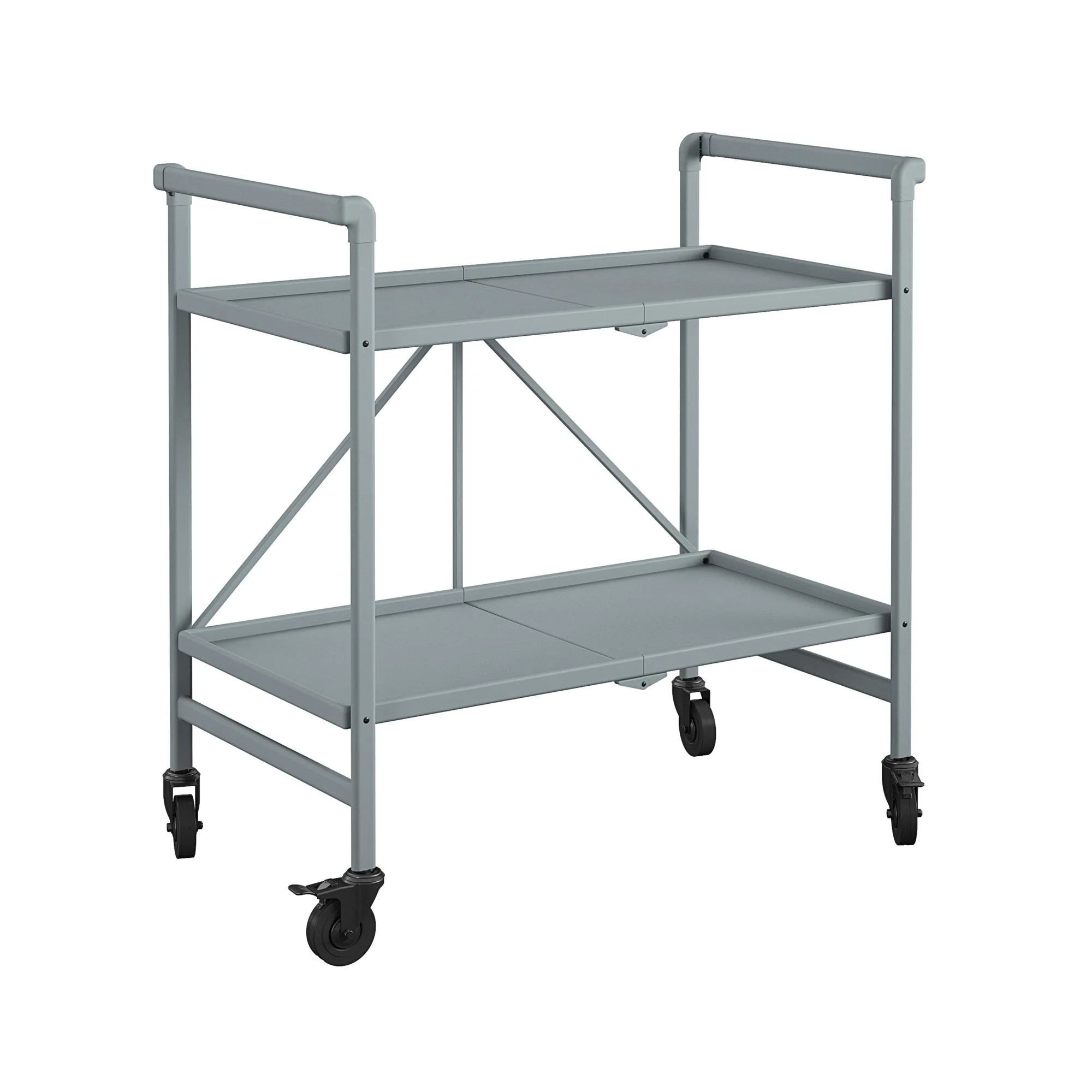 COSCO Multi-Purpose Indoor/Outdoor 2-Shelf Rolling Cart with 2 Locking Caster Wheels, Gray