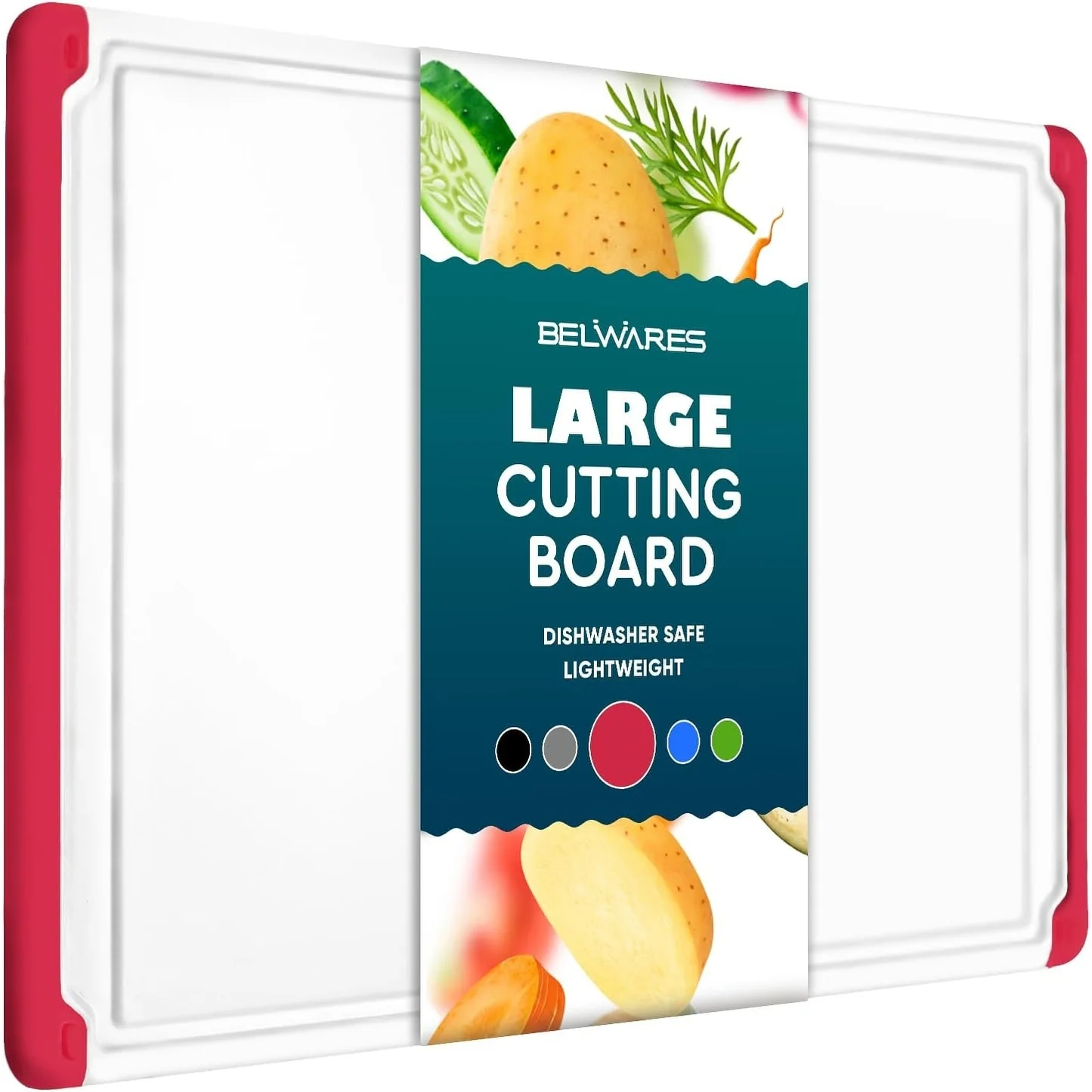 Plastic Cutting Boards - Large 18 x 12 Inch Rubber Cutting Board with Juice Grooves, Non-Slip, Dishwasher Safe Cutting Boards