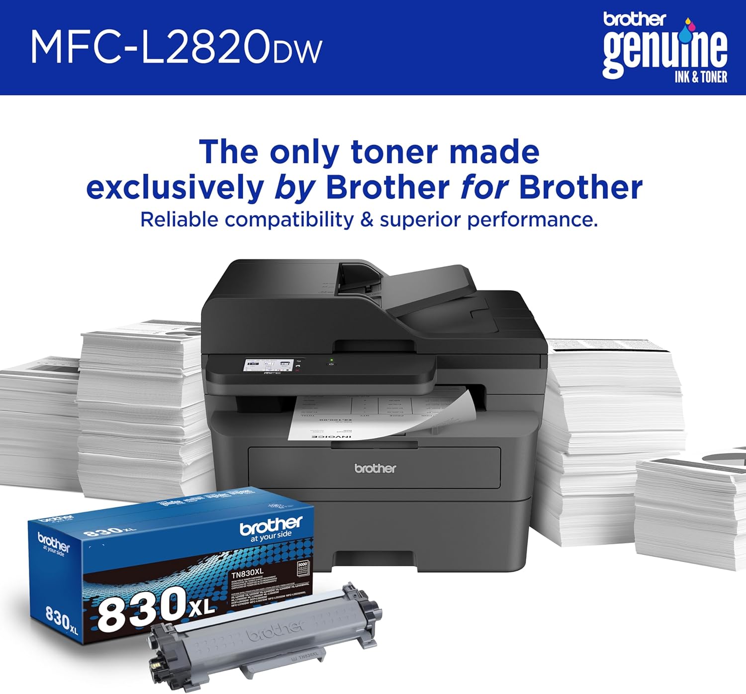 Mfc-L2820Dw Wireless Monochrome All-In-One Printer