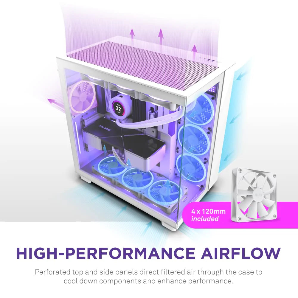 H9 Flow Dual-Chamber ATX Mid-Tower PC Gaming Case