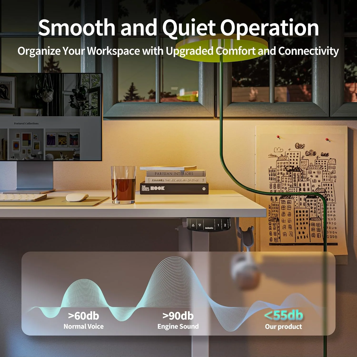 Electric Standing Desk 48 x 24 Inches Height Adjustable Desk
