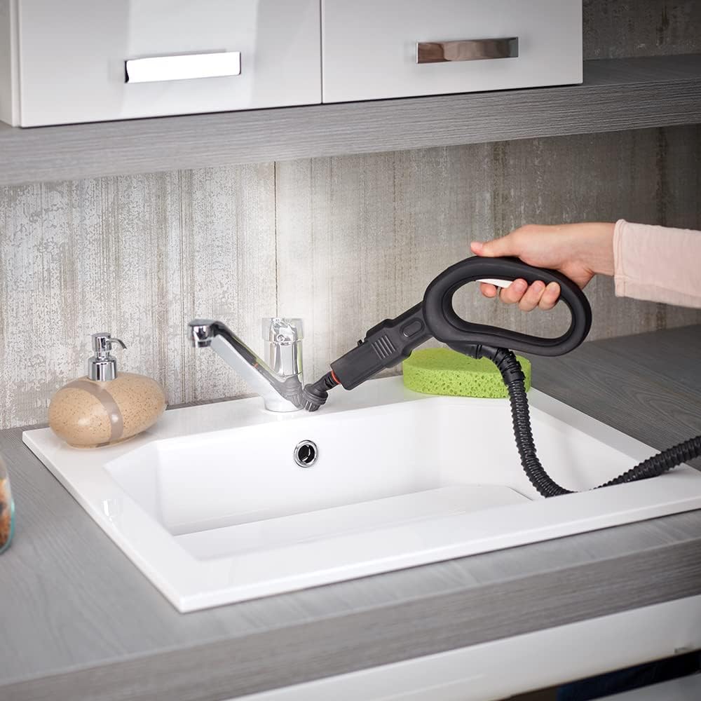 POLTI 8012628 Vaporetto   100 T Dampfreinigungsgert mit 4 Bar, ttet und beseitigt 99,99 Prozent Viren, Keime und Bakterien, Weiss/Türkis Metallic, Wassertankkapazitt 2 l, Dampfmenge 110 g/Min