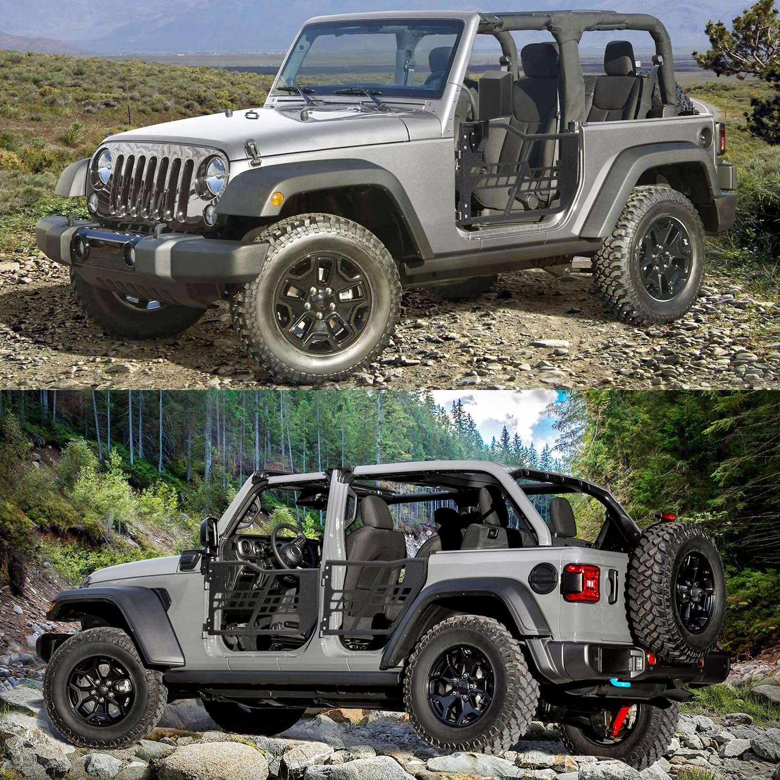 Off Road Safari Tubular Doors Compatible with 2018-2023 Wrangler JL 4 Door – Set of 4 Fat Tube Half Doors for Adventure