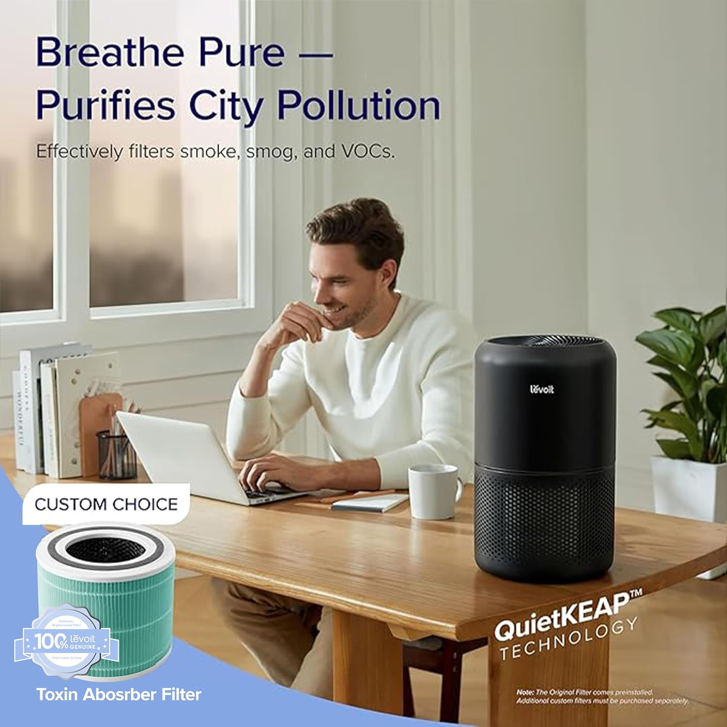 Air Purifier for Home Allergies Pets Hair in Bedroom & Standing Fan for Bedroom, 82ft CirculAir 120° Oscillating Fan