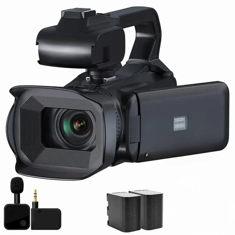 UHD 4K Camcorder for Vlogging with 18X Zoom and Rotating Touchscreen