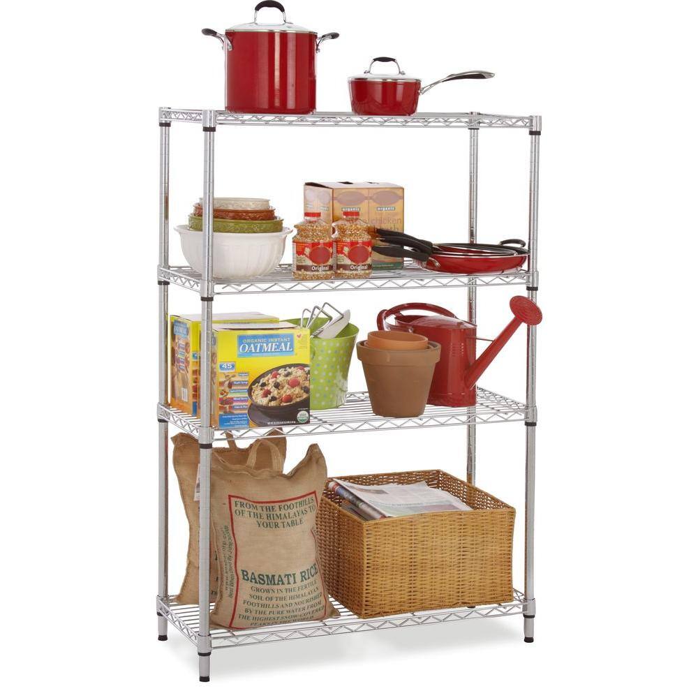 HDX 4-Tier Steel Wire Shelving Unit in Chrome (36 in. W x 54 in. H x 14 in. D) 31436PS-1