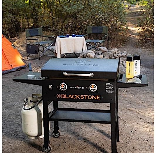2025 Blackstone 1883 Gas Hood & Side Shelves Heavy Duty Flat Top Griddle Grill Station for Kitchen, Camping, Outdoor, Tailgating, Countertop 28 inch Black