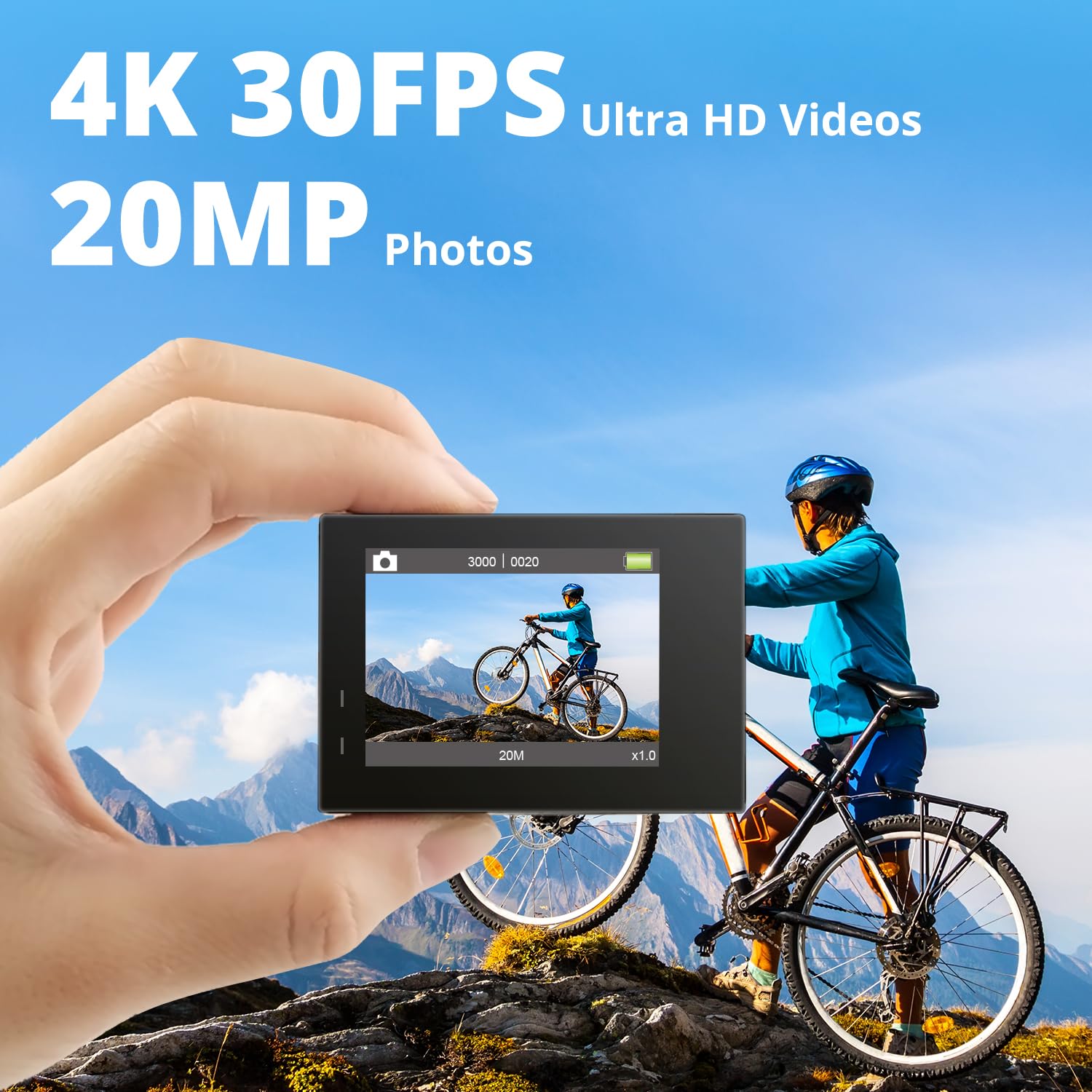 AKASO Brave 4 Action Camera 4K 30fps with 64GB MicroSD U3 Card