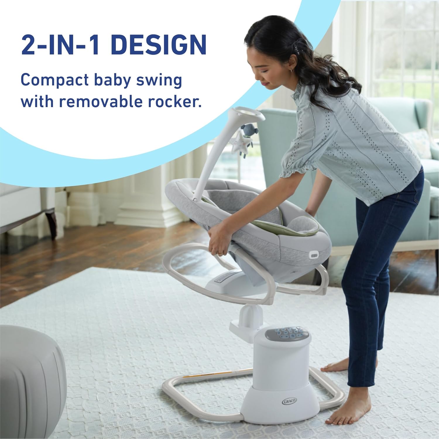 Soothe My Way with Removable Rocker, Madden - Versatile Baby Swing & Portable Rocker