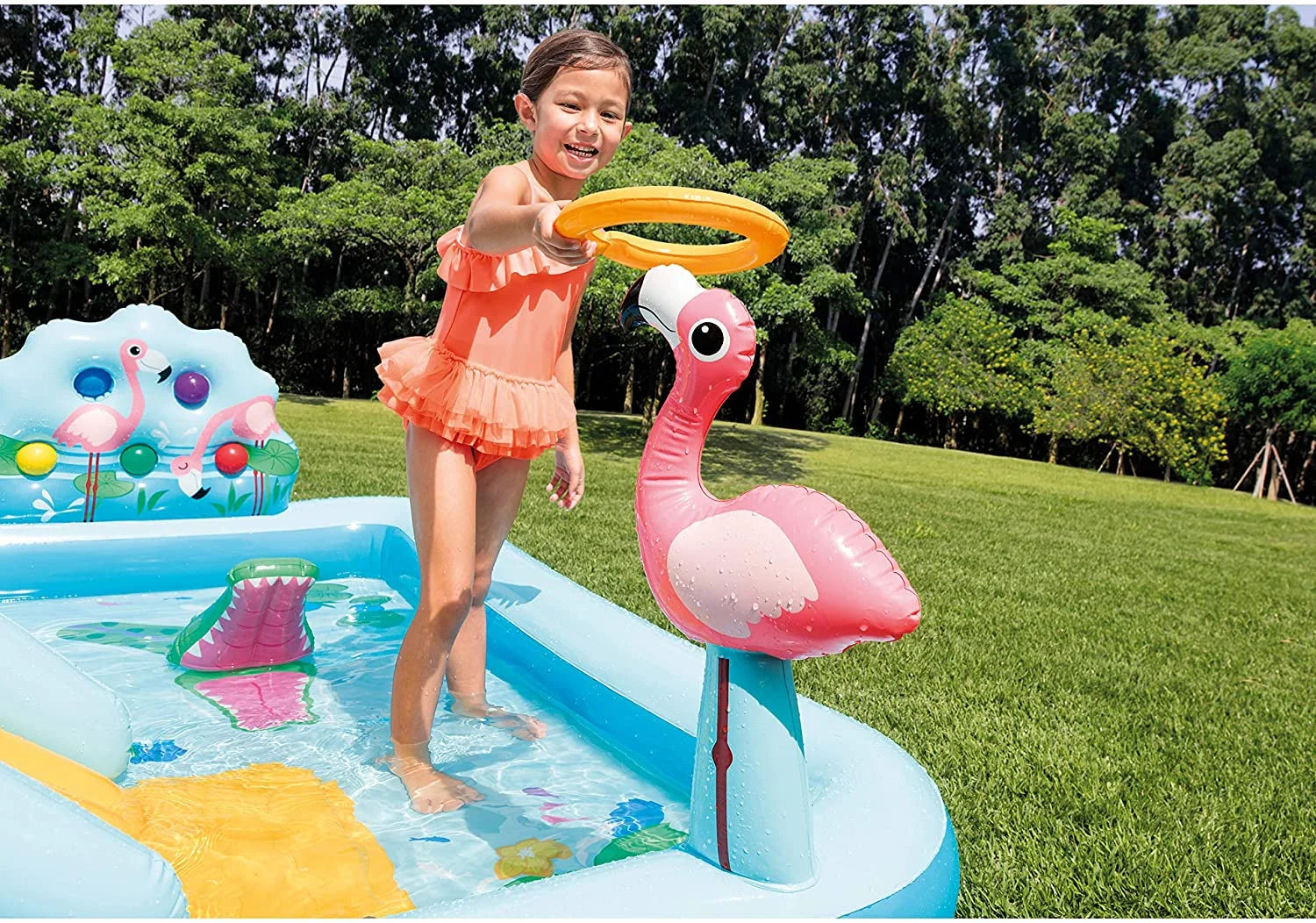 Inflatable Jungle Adventure Play Center – 96′′ x 78′′ x 28′′ – Kiddie Pool for Ages 2 and Up