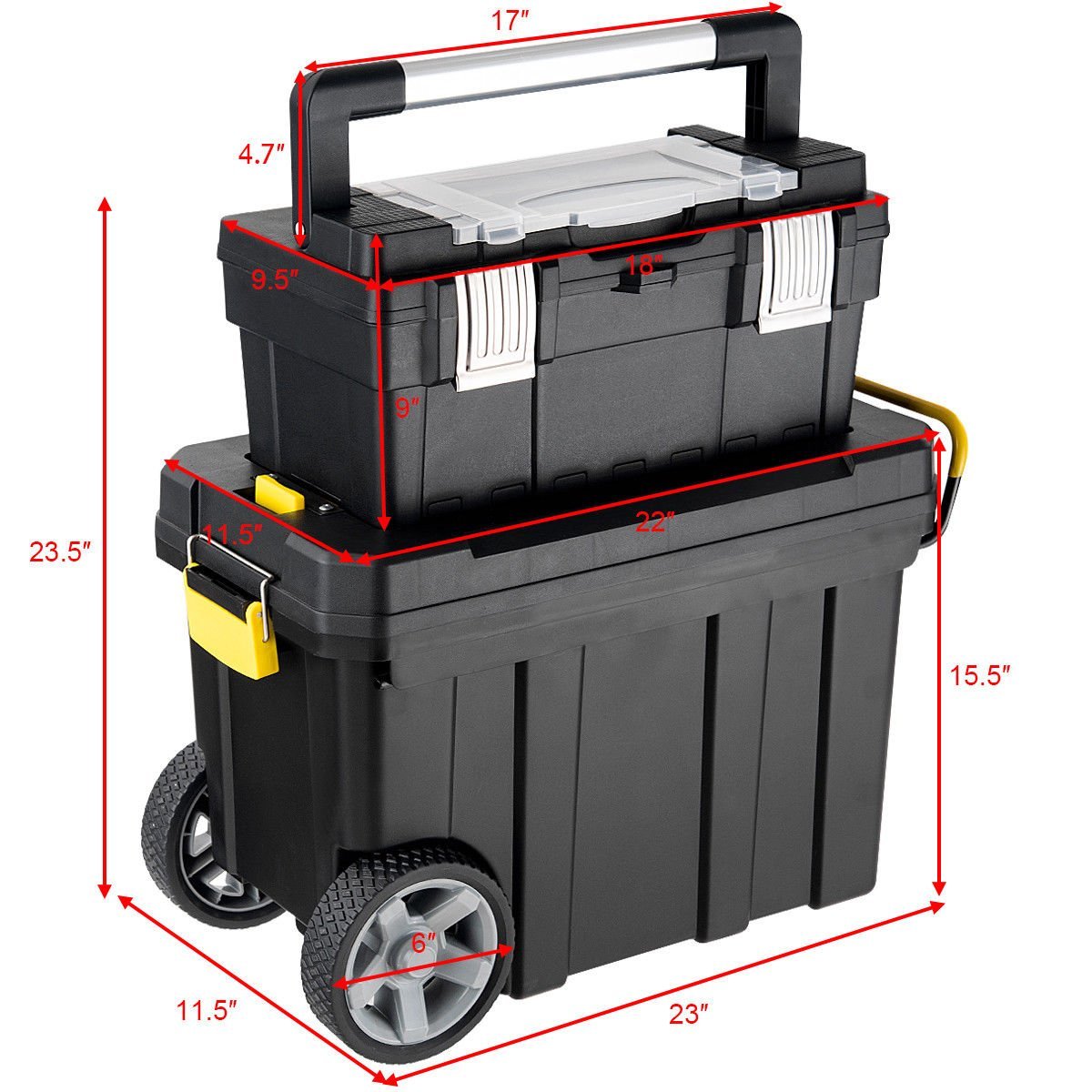 2025 2-in-1 Tool Box Portable Rolling Toolbox Storage Solution Multi-Purpose Plastic Organizer Set