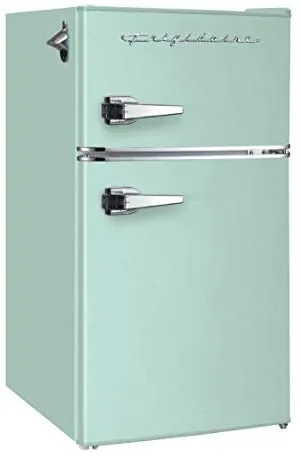 2025 EFR840-RED 3.2 Cu Ft Red 2 Door Retro Bar Fridge with Side Bottle Opener