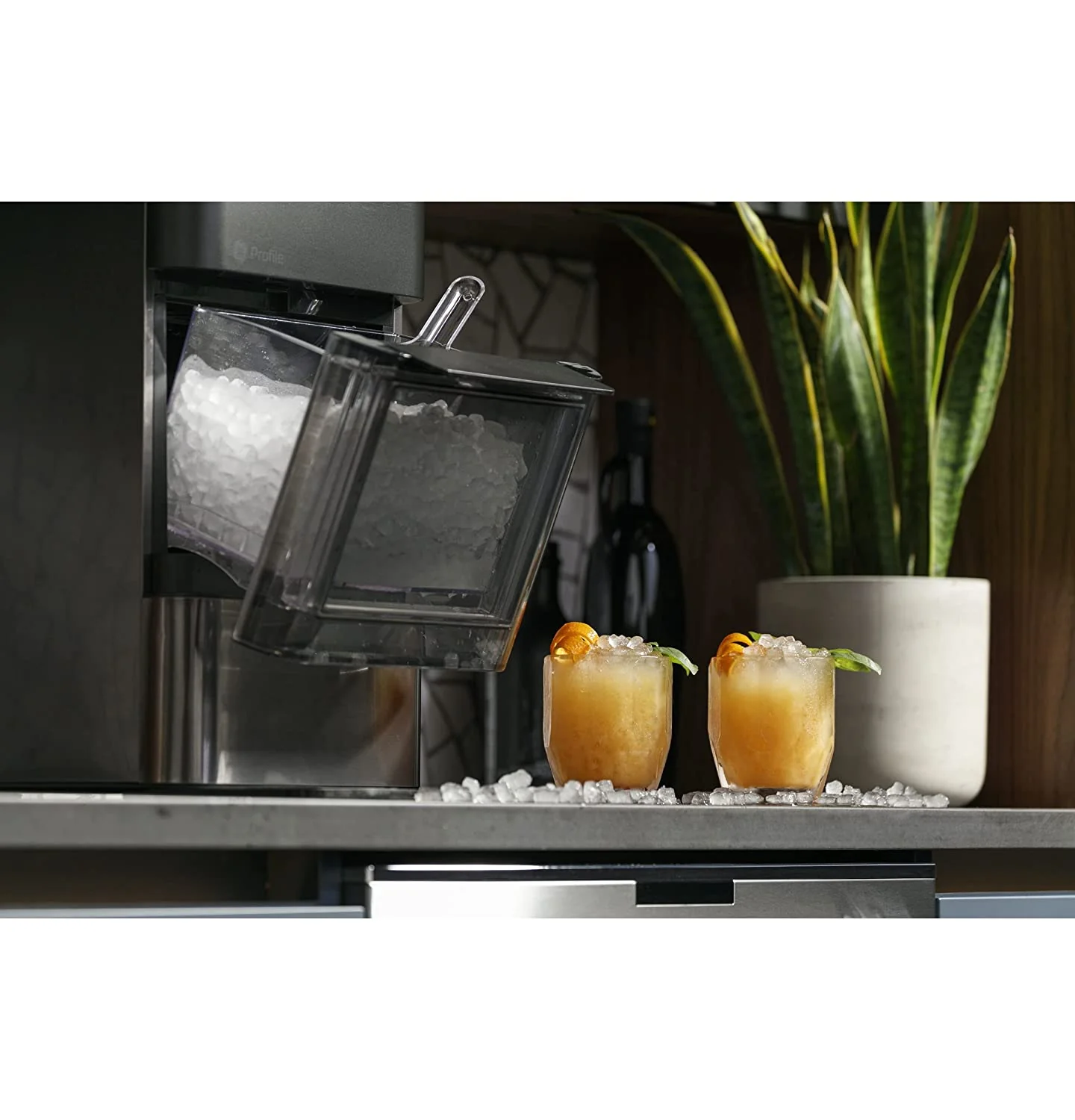 Countertop Nugget Ice Maker | Ice Machine with WiFi Connectivity | Smart Home Kitchen Essentials | Black Stainless