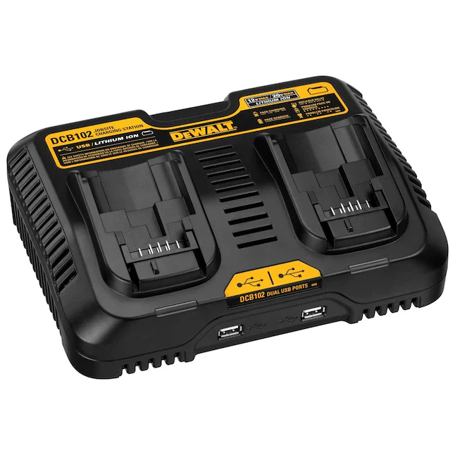 12/20V Charging Station/Dual Charger for Jobsite , Black