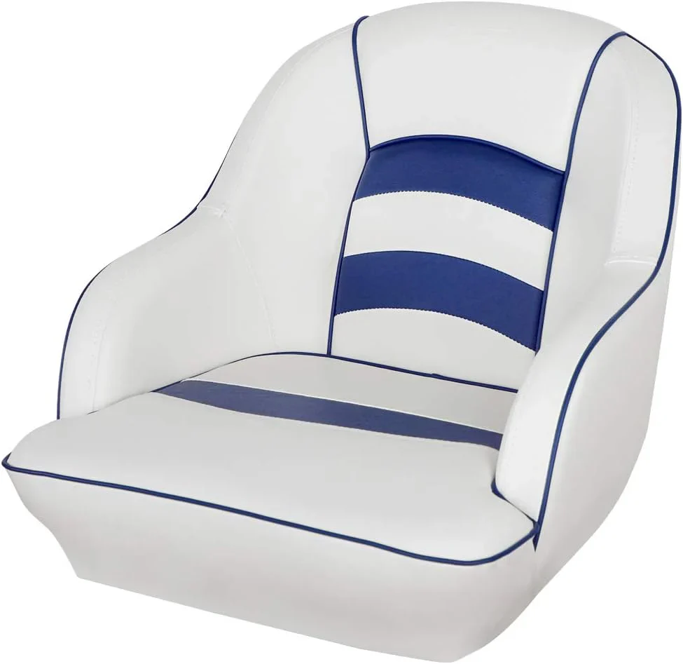 Bucket Pontoon Boat Seat (White/Blue)