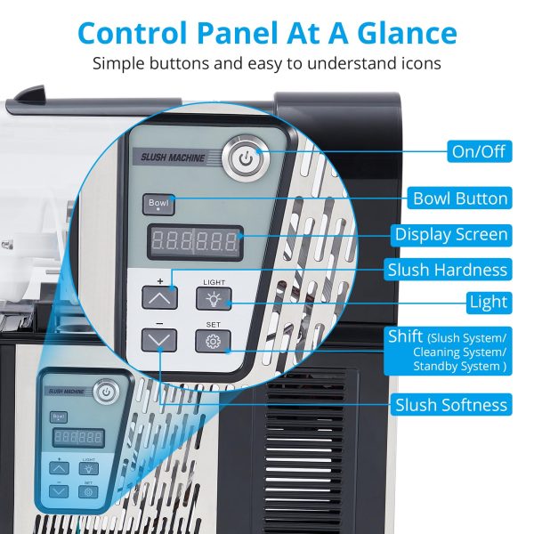 Slushie Machine 3L Stainless Steel Self-Cleaning Slushy Maker for Frozen Drinks,Snow Melting Ideal for Home,Coffee Shop,Restaurant