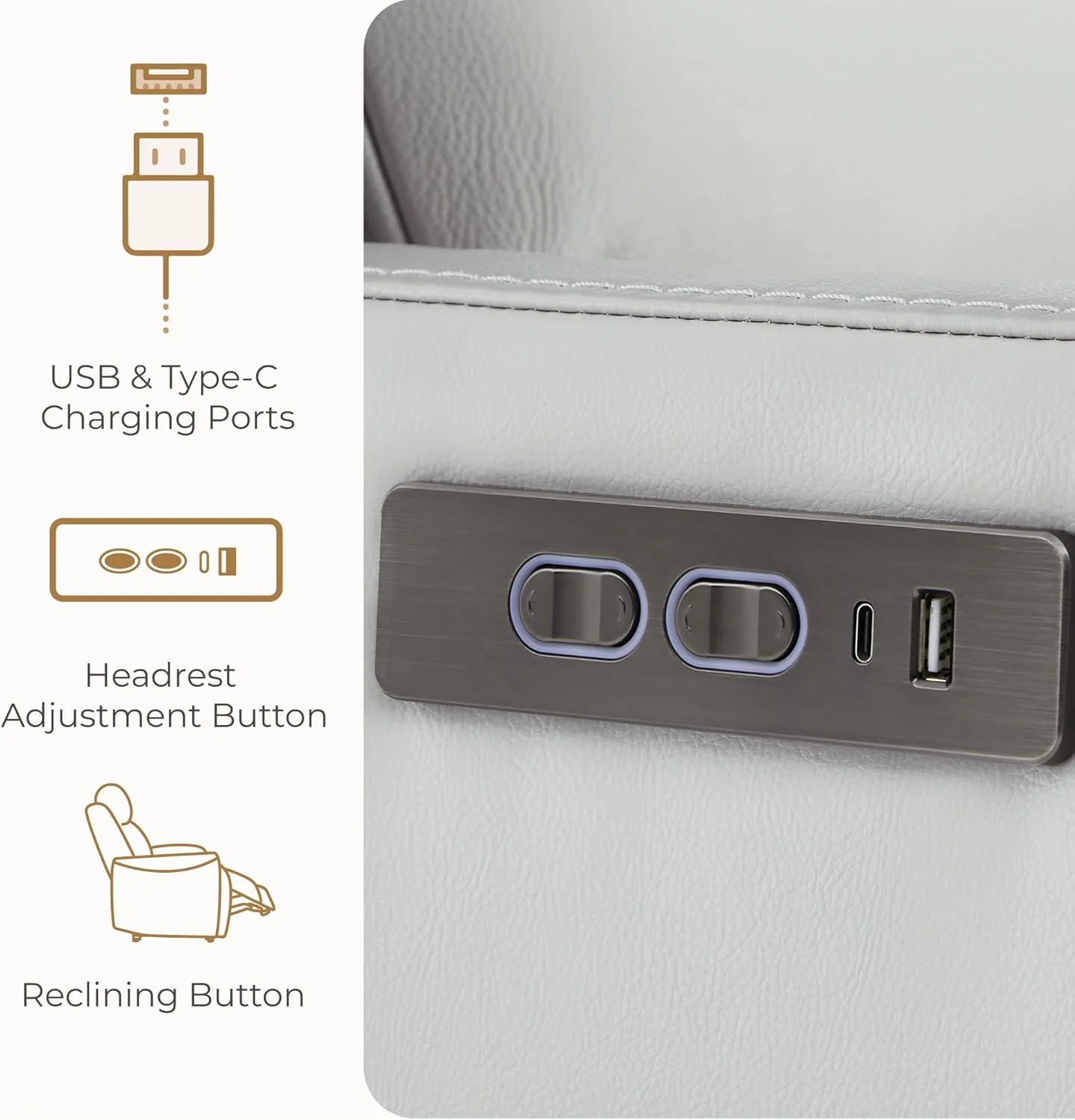 Genuine Leather Power Swivel Glider Rocker Recliner