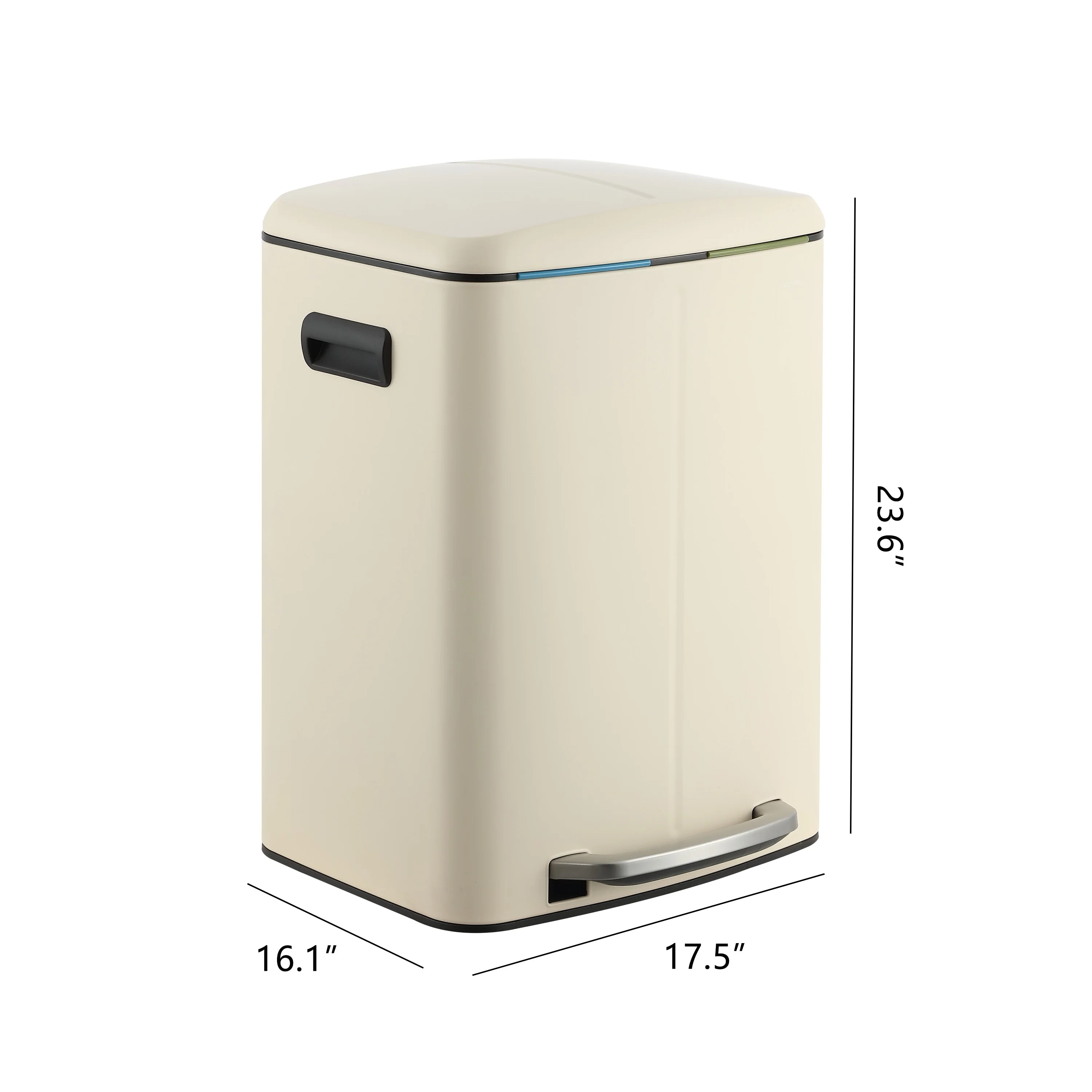 happimess 10.6-Gallon Double Bucket Trash Can with Soft Close Lid