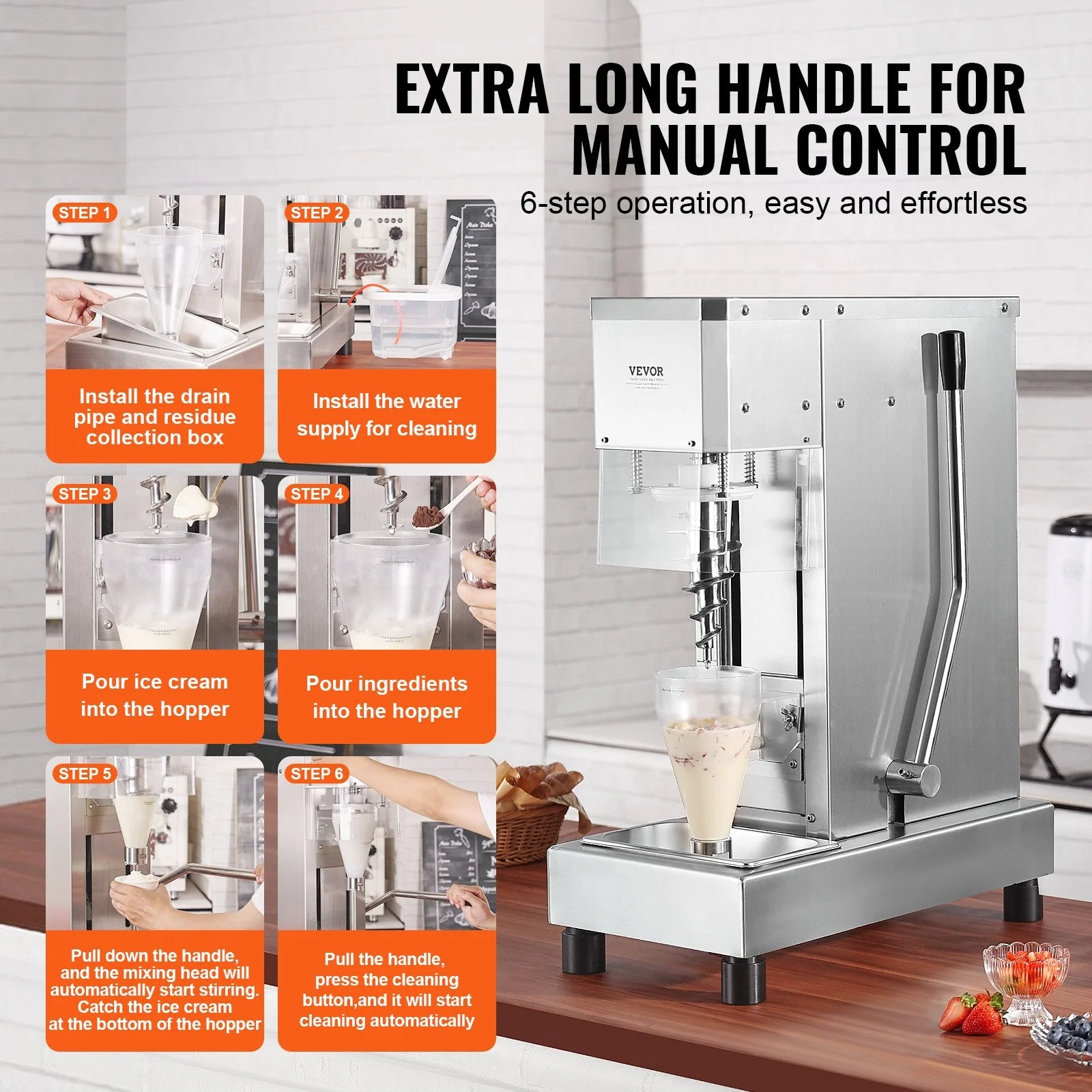 Ice Cream Blender 750W High Speed Mixer 1740 RPM 304 Stainless Steel New