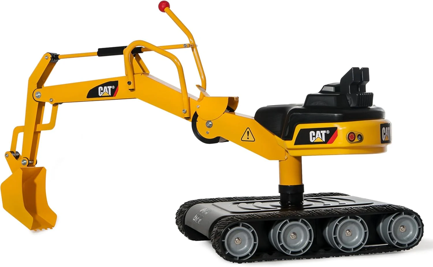 The building vehicle riding toy with a traction pedal and a 360-degree metal excavator is suitable for children over 3 years old.