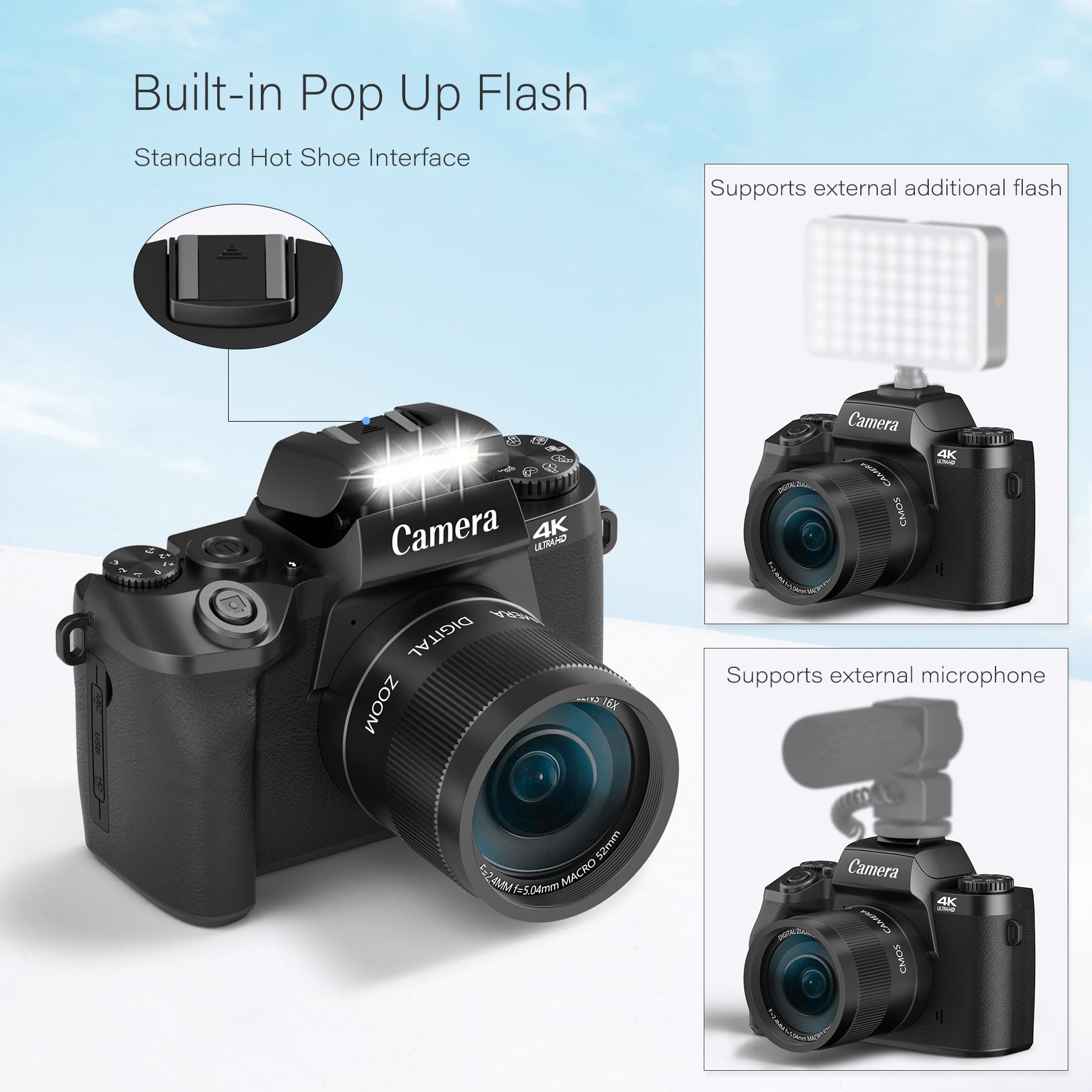 Saneen Digital Camera, 4k Cameras for Photography & Video