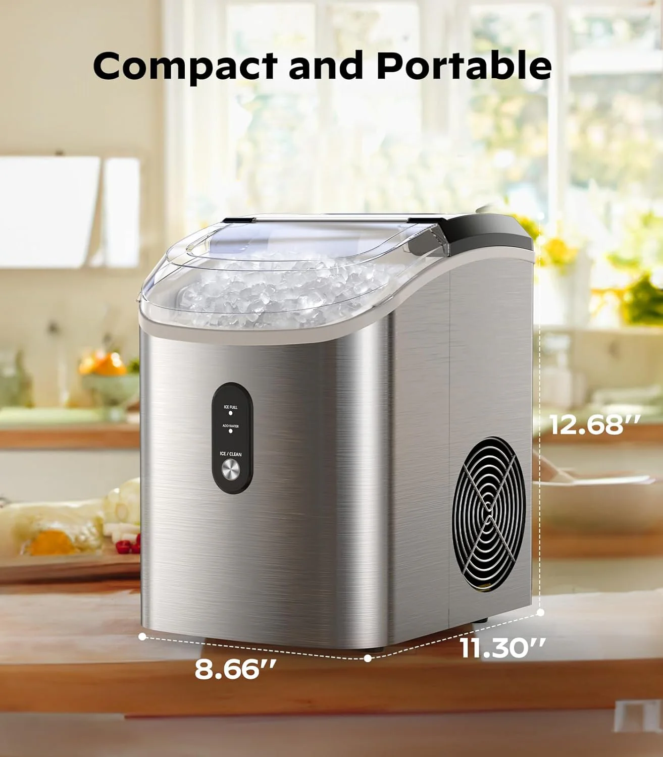 Nugget Ice Maker Countertop Pebble Ice Maker with Soft Chewable Ice