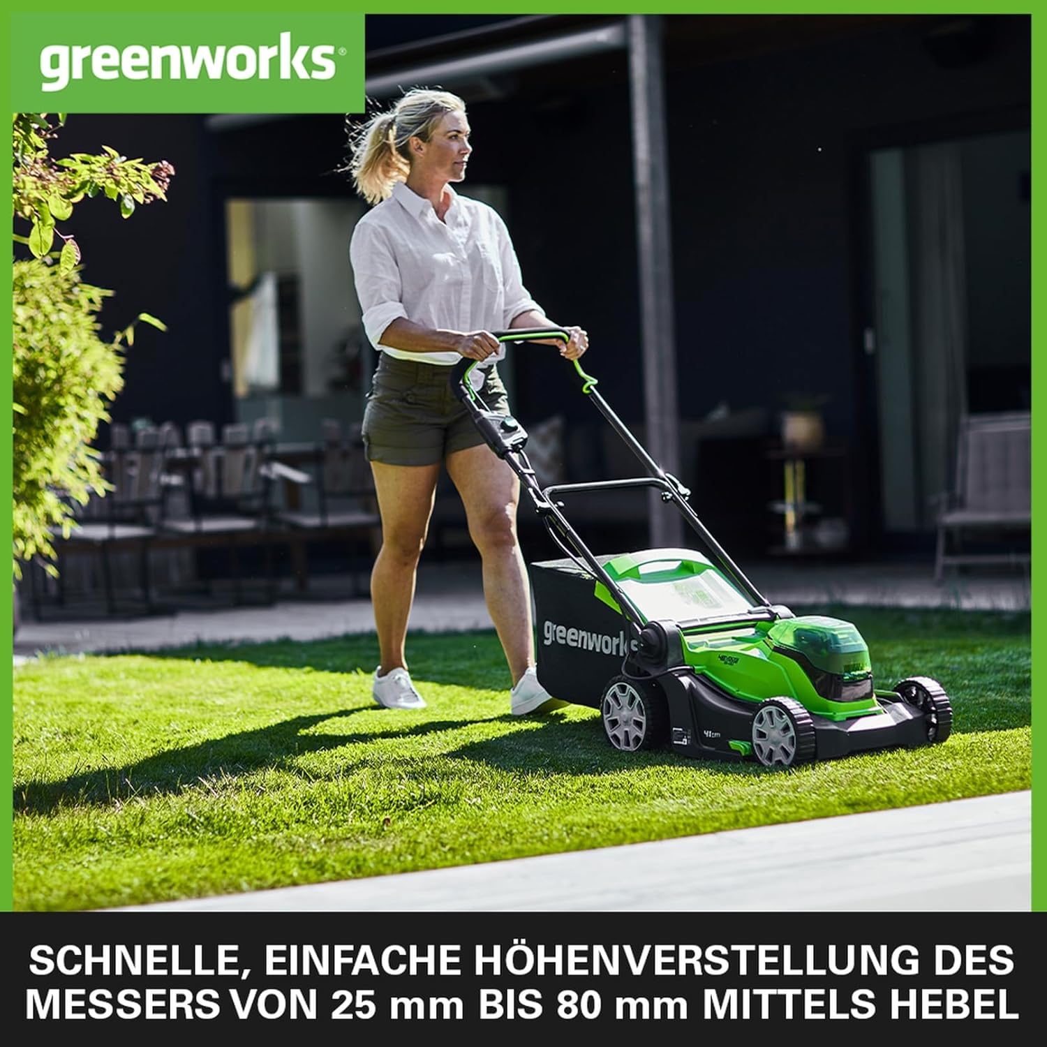 Greenworks 48V (2x24V) Selbstfahrender Akku Rasenmher für groe Flchen bis zu 480m, 46cm Schnittbreite, 55L Sack PLUS zwei 4Ah-Akkus und Doppelladegert GD24X2LM46SPK4X