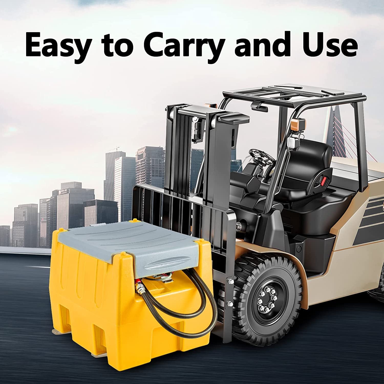 TECSPACE 58 Gallon Gasoline Tank, Portable Fuel Tank with 12V Electric Fuel Transfer Pump, 40 GPM Gasoline Fuel Tank with 4 Meters Hose for Gasoline Transportation (Yellow, 58 gal)