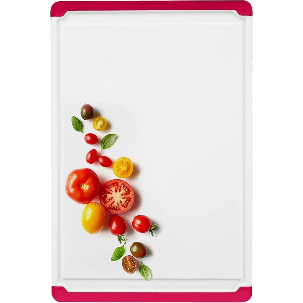 Plastic Cutting Boards - Large 18 x 12 Inch Rubber Cutting Board with Juice Grooves, Non-Slip, Dishwasher Safe Cutting Boards