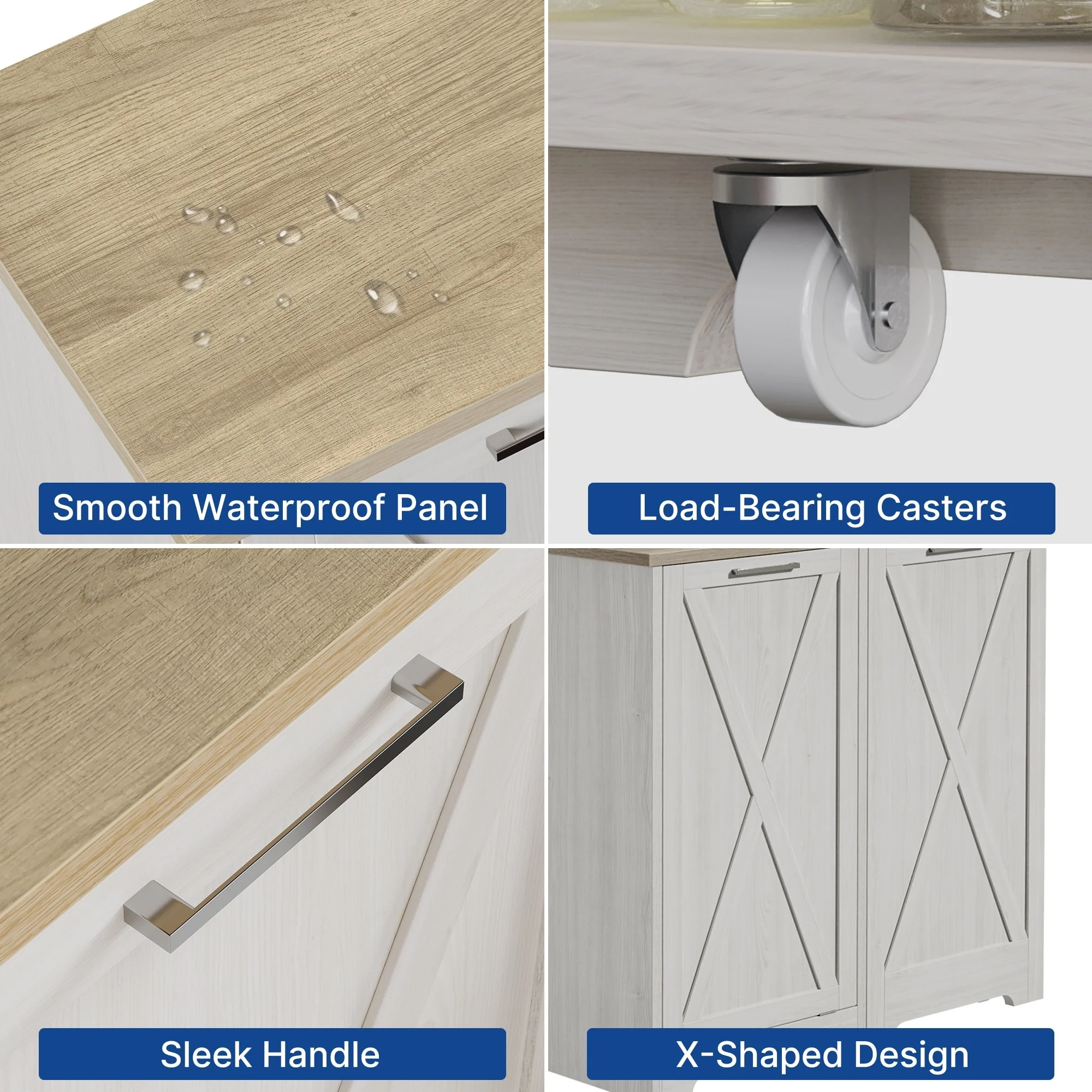 Moasis 13 Gallon Kitchen Tilt Out Trash Bin Cabinet with Power Outlet