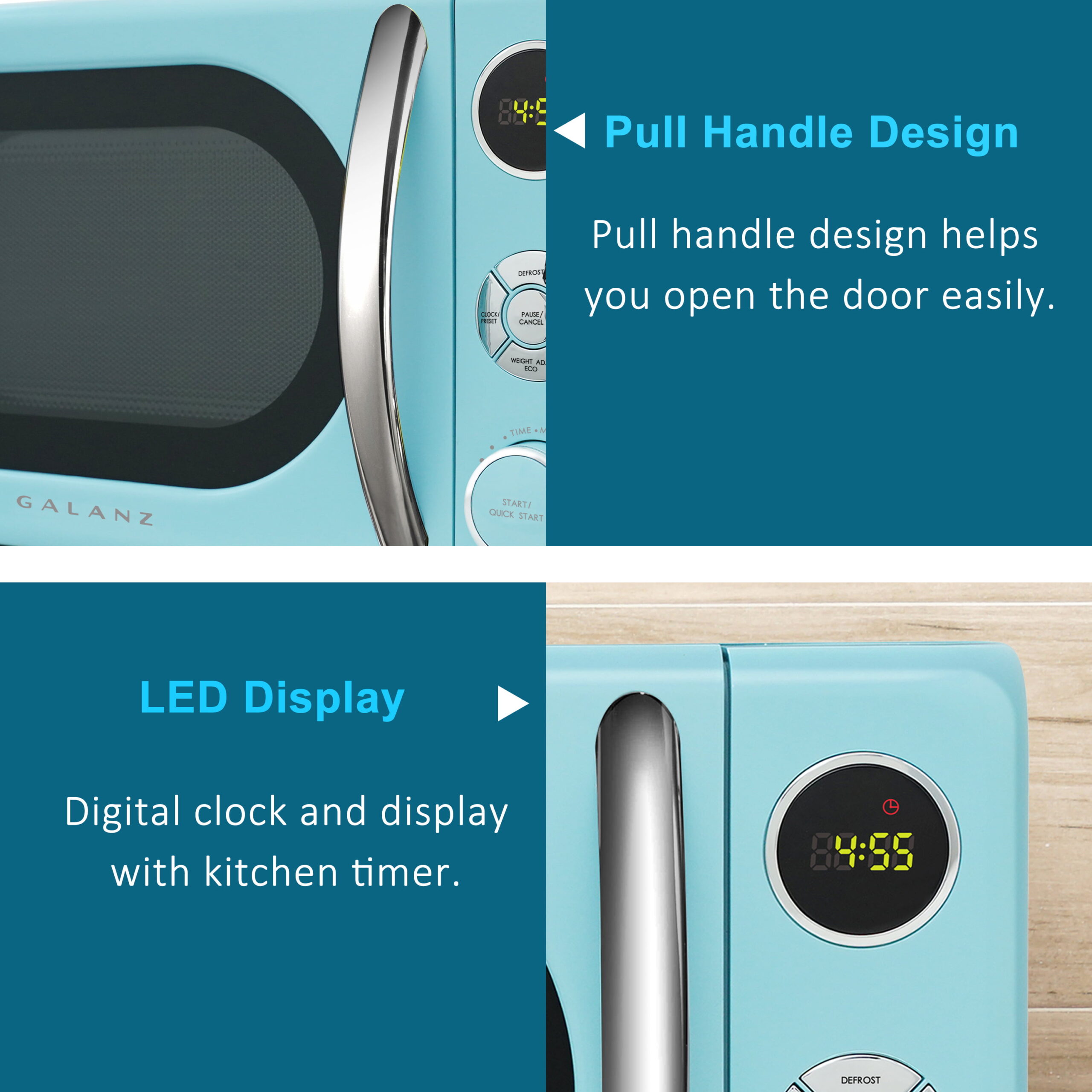 0.7 cu. ft. Retro Countertop Microwave Oven, 700 Watts, Blue