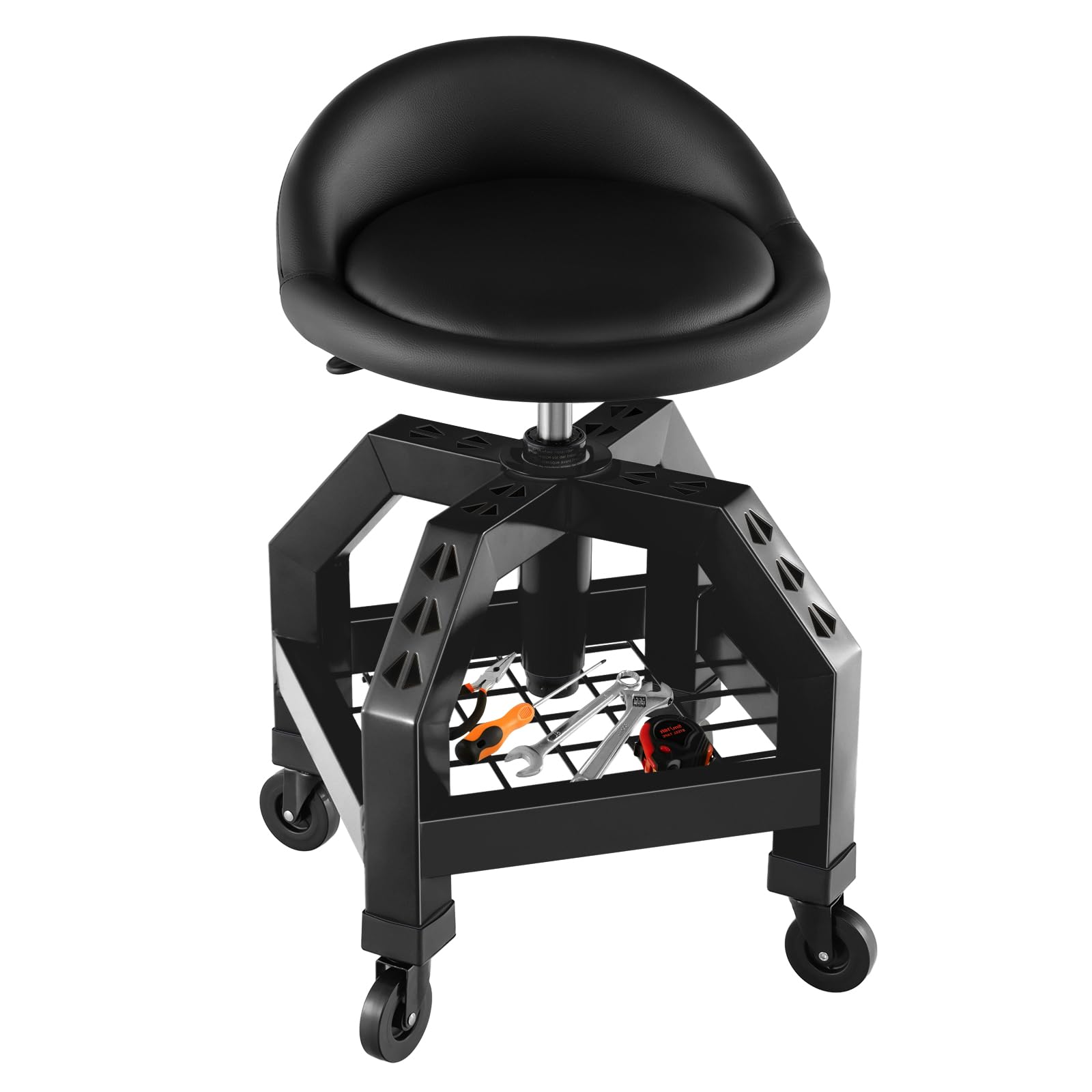 Mechanic Stool with Wheels, Adjustable Height Swivel Shop Stool Roller Seat with Tray
