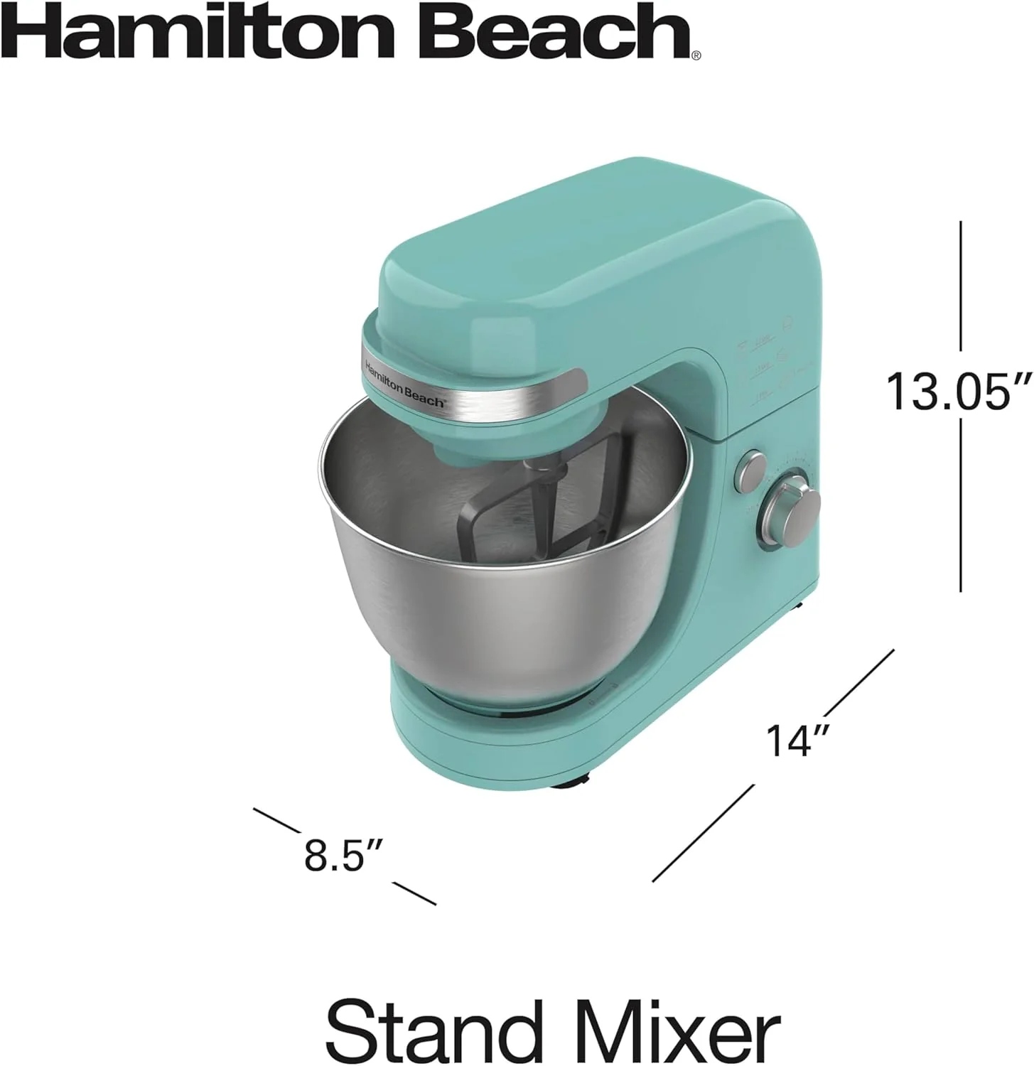 Hamilton Beach Electric Stand Mixer, 4 Quarts, Dough Hook, Flat Beater Attachments, Splash Guard 7 Speeds with Whisk, Black