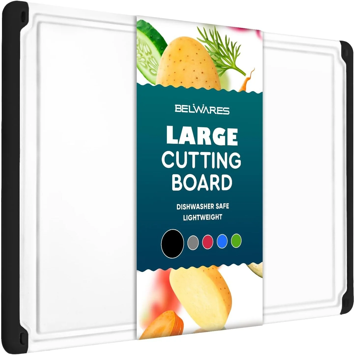 Plastic Cutting Boards - Large 18 x 12 Inch Rubber Cutting Board with Juice Grooves, Non-Slip, Dishwasher Safe Cutting Boards