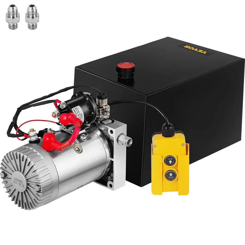 12 qt. 12-Volt 3200 PSI Hydraulic Power Pump Electric Dump Trailer Pump with Steel Reservoir for Car Lift.