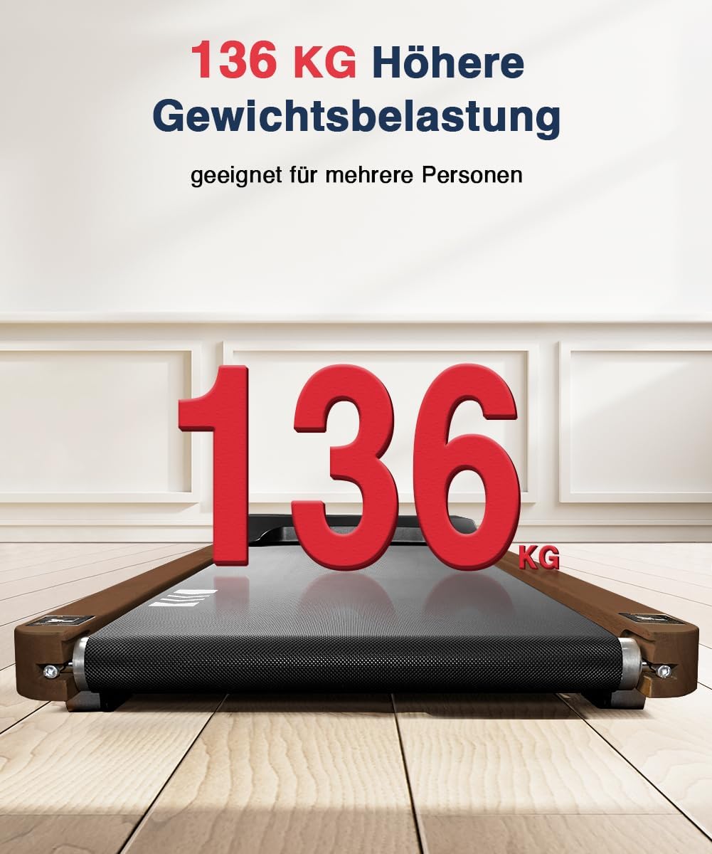 Redliro Walking Pad, Holz Laufband für Zuhause mit Fernbedienung, Kompaktes und leises Laufband Schreibtisch für Zuhause/Büro keine Installation 1-6km/h