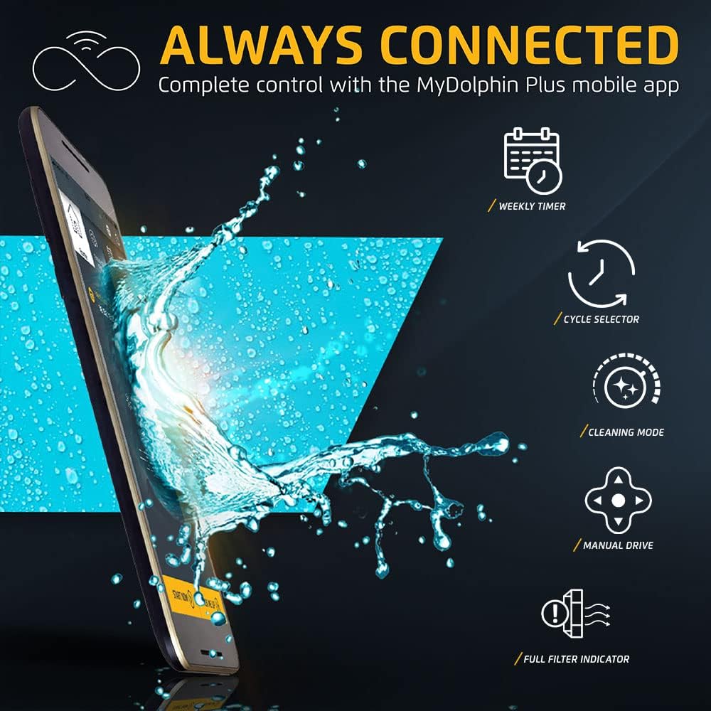 Dolphin Nautilus CC Plus Wi-Fi Automatic Robotic Pool Vacuum Cleaner, Always Cleaning, Never Charging, with Wall Climbing Scrubber Brush, Ideal for In-Ground Pools up to 50 FT in Length