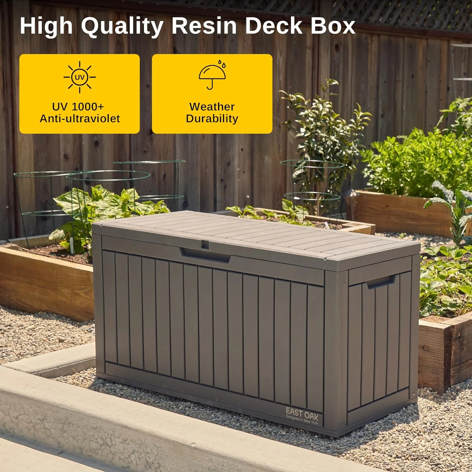 2025 230 Gallon Deck Box, Outdoor Storage Box with Padlock